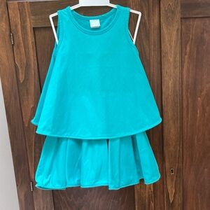 Precious BENETTON 2 piece turquoise skirt and top ensemble